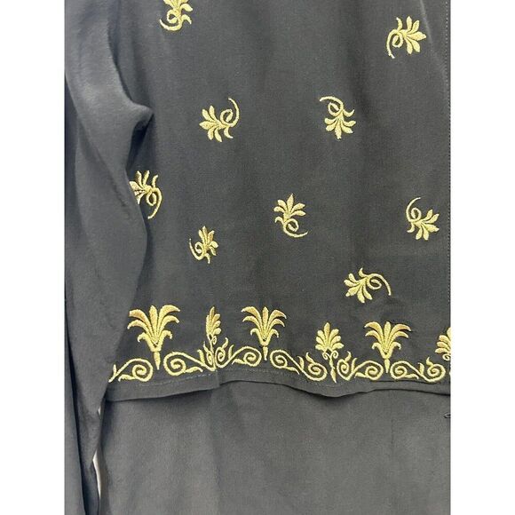Vintage Diane Von Furstenberg 100% Silk Sz M‎ Black  Gold Embroidery - Picture 4 of 7